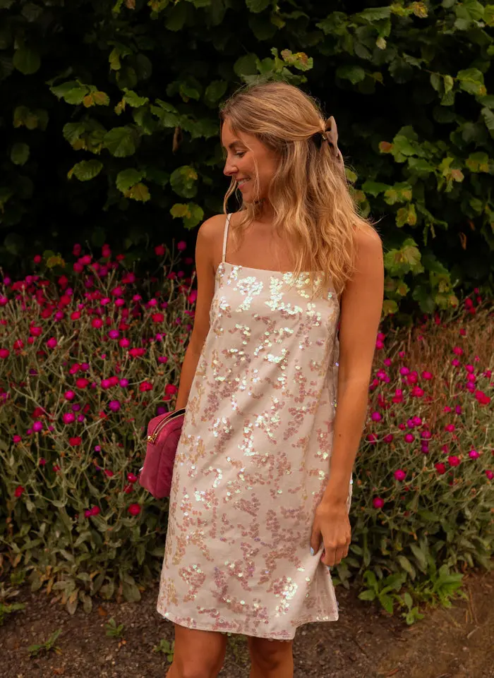 Beige Sequin Paca Dress
