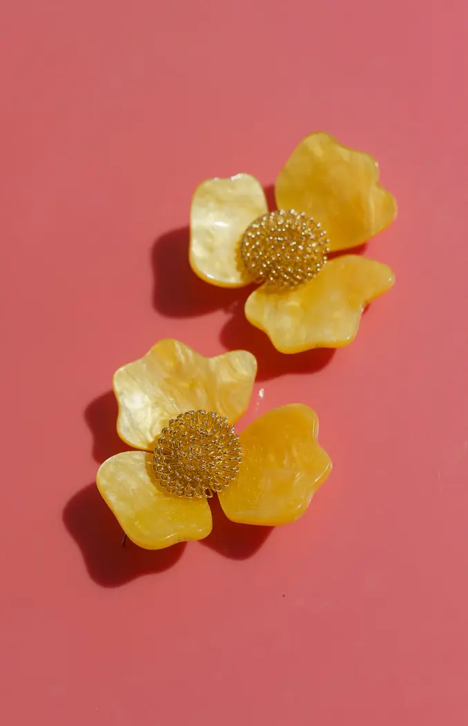 Yellow and Gold Blume Earrings