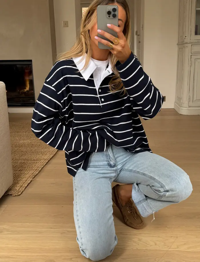 Blue Striped Nicoli Polo Shirt