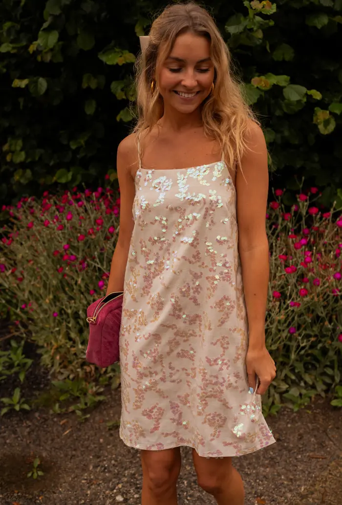 Beige Sequin Paca Dress