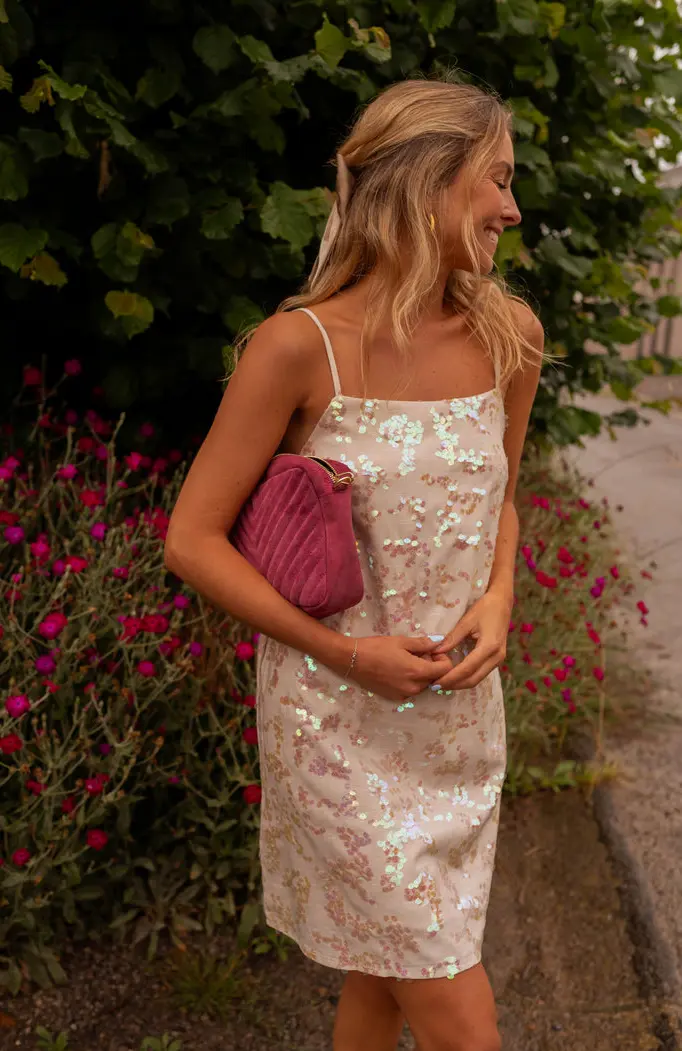 Beige Sequin Paca Dress