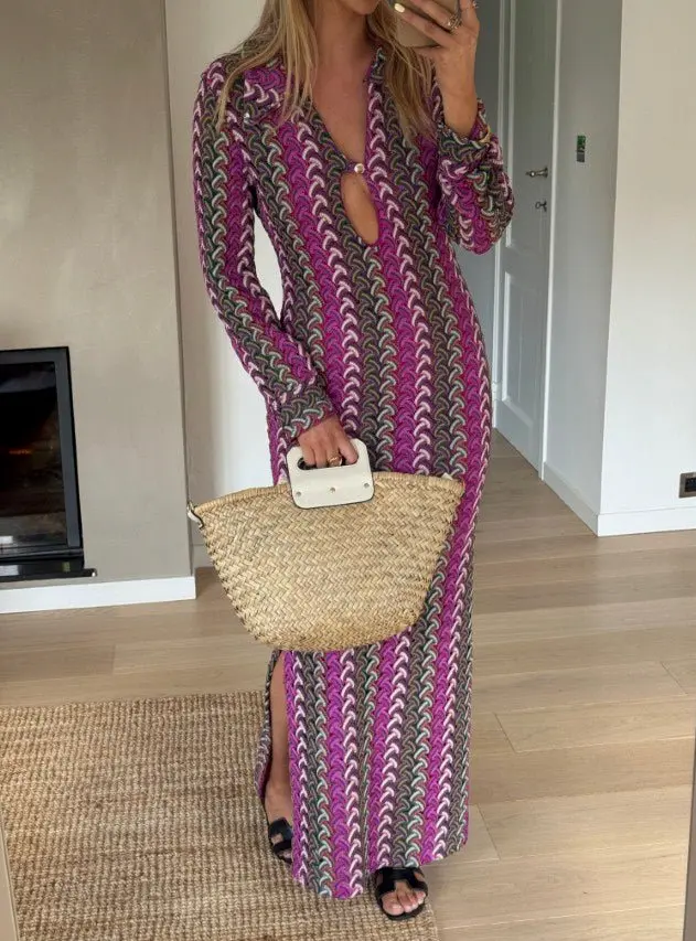 Mauve Patterned Audrey Dress