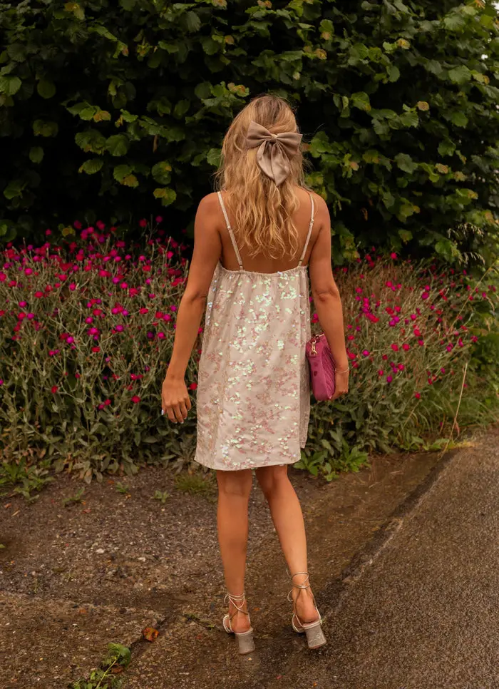 Beige Sequin Paca Dress