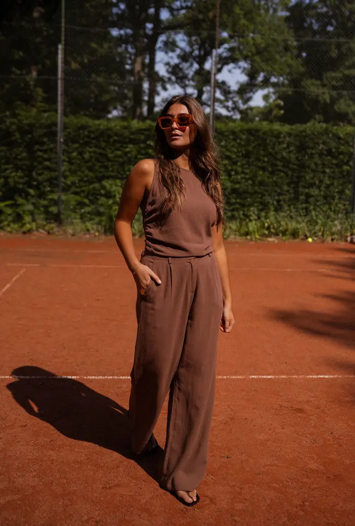 Chocolate Noelie Linen Top