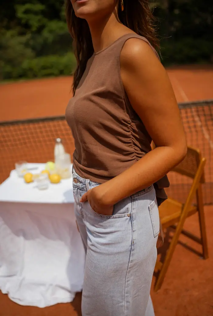 Chocolate Noelie Linen Top