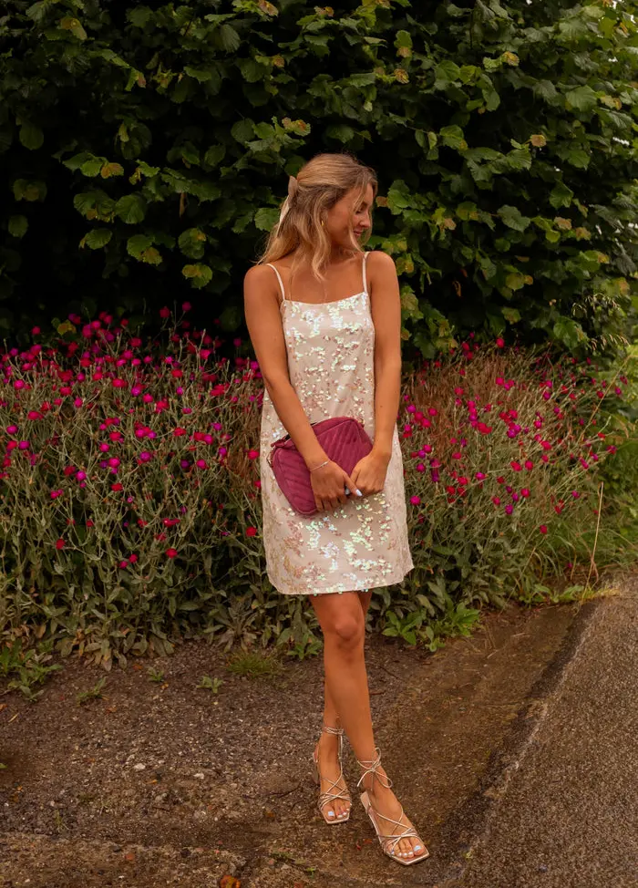 Beige Sequin Paca Dress