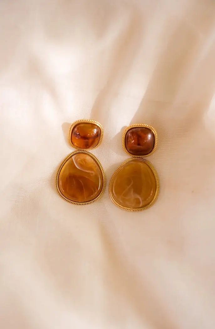 Gold and Brown Hetty Earrings