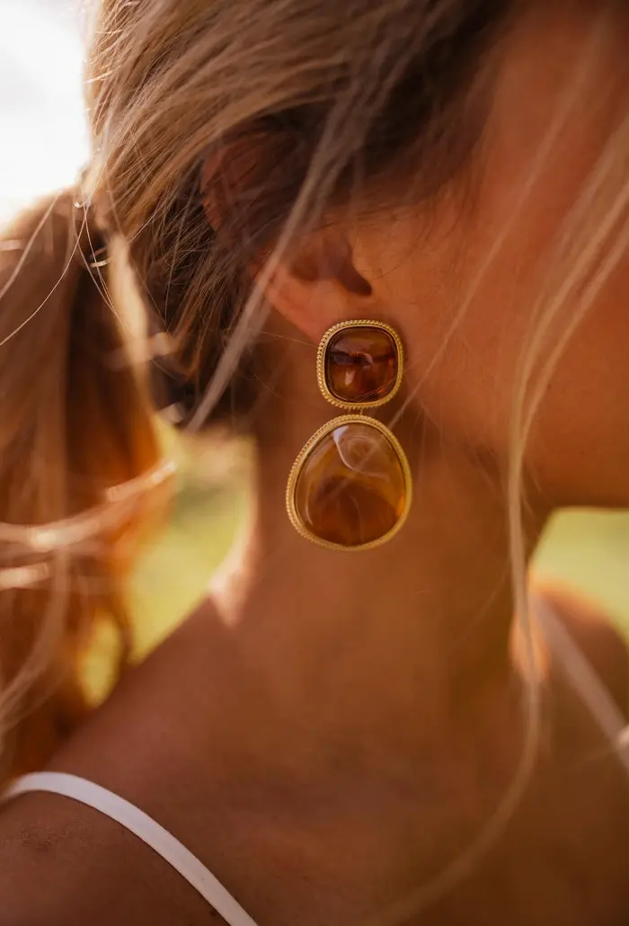 Gold and Brown Hetty Earrings