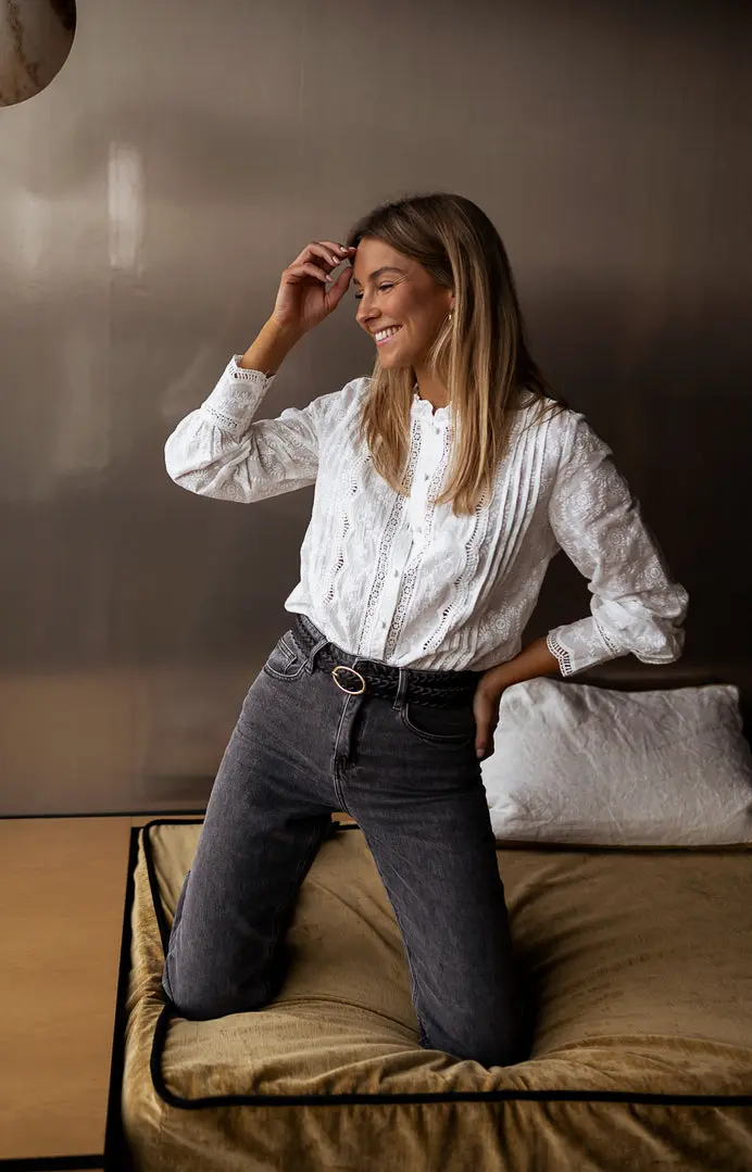 Ecru Embroidered Pauly Shirt