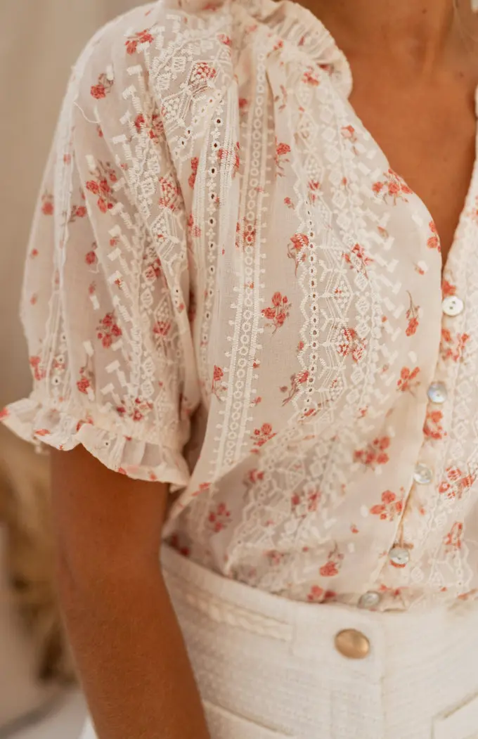 Ecru Embroidered Carine Blouse