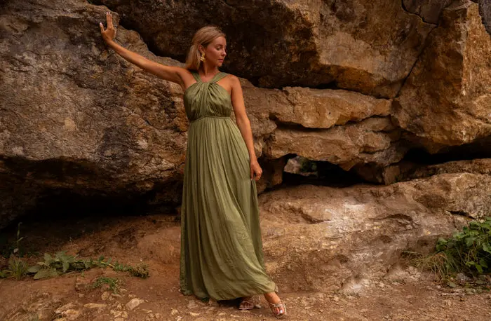 Green Silk Floria Dress