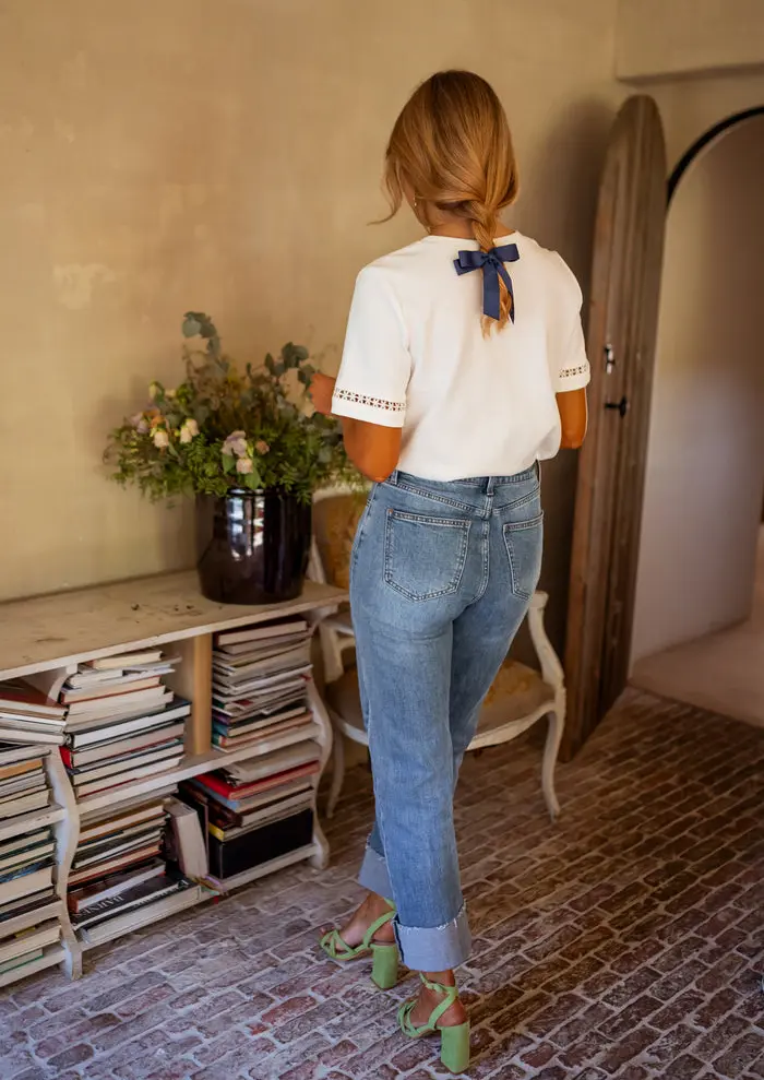 White Embroidered Romina T-Shirt