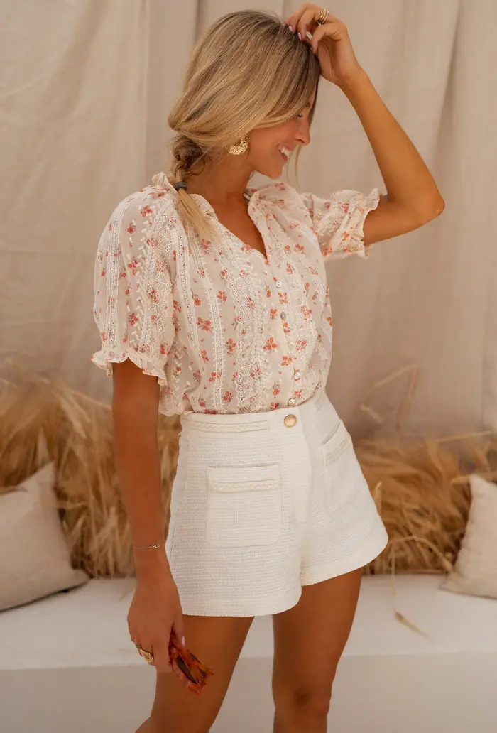 Ecru Embroidered Carine Blouse