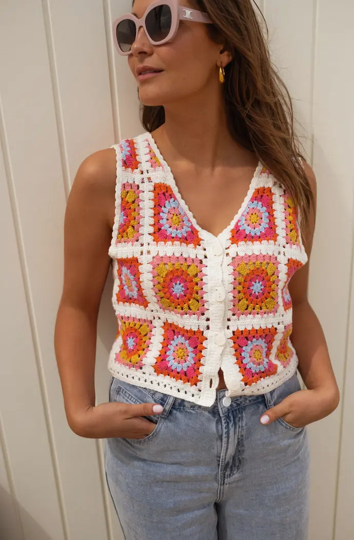 Pink and Orange Sleeveless Aimee Top
