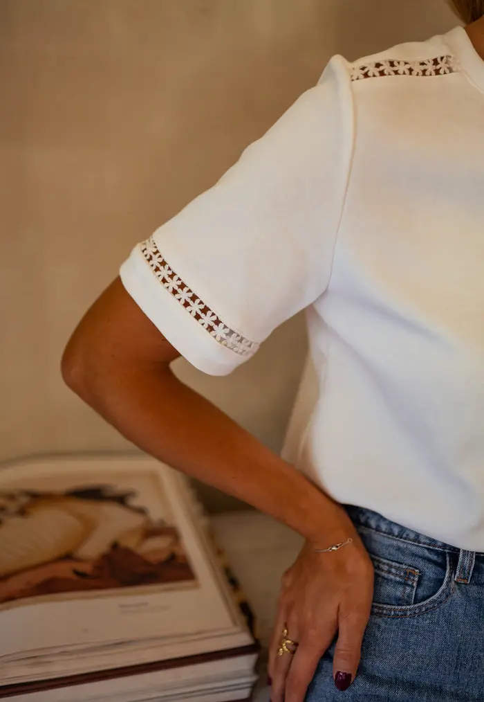 White Embroidered Romina T-Shirt