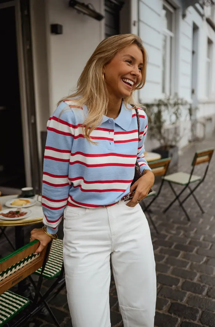 Sky Blue Striped Neva Polo