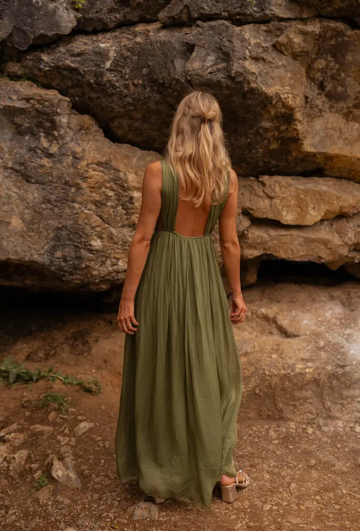 Green Silk Floria Dress