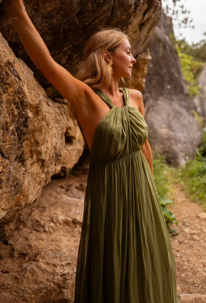 Green Silk Floria Dress
