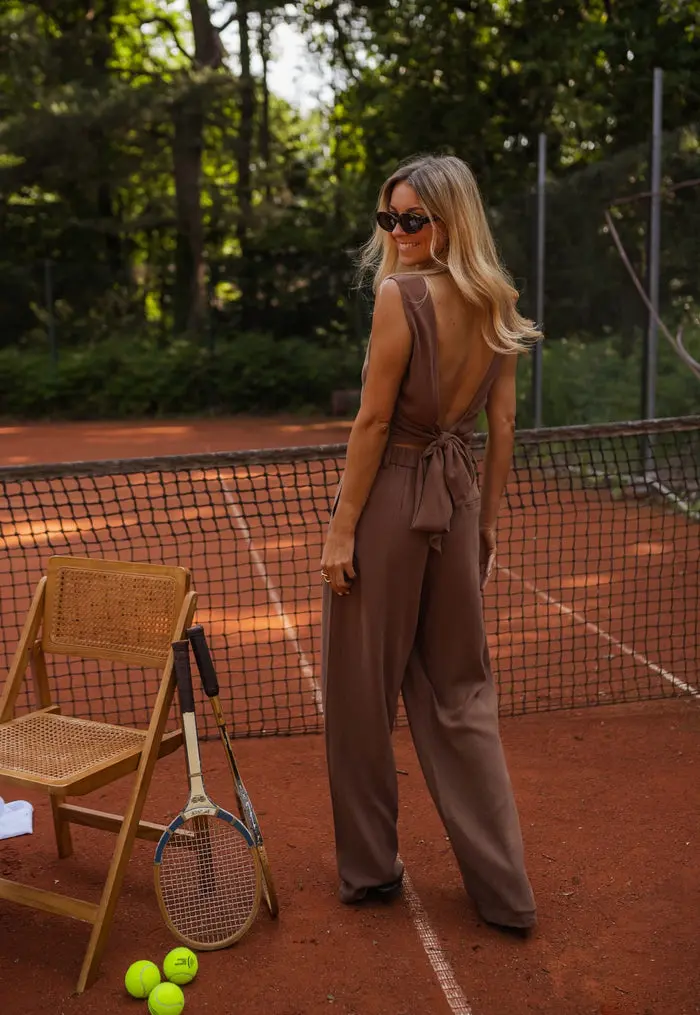 Chocolate Noelie Linen Top