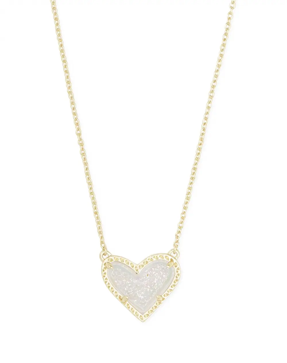 Ari Heart Gold Pendant Necklace in Iridescent Drusy