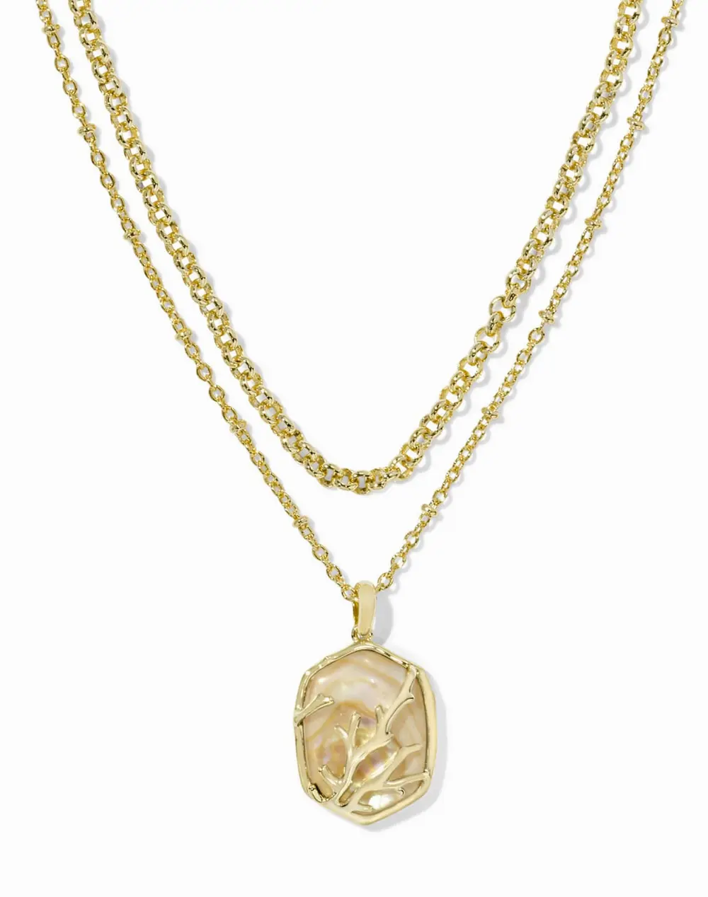 Daphne Coral Frame Multi Strand Necklace