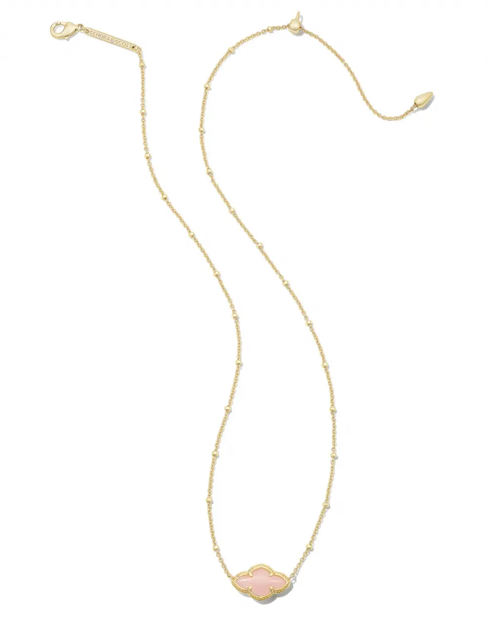 Abbie Gold Pendant Necklace in Rose Quartz