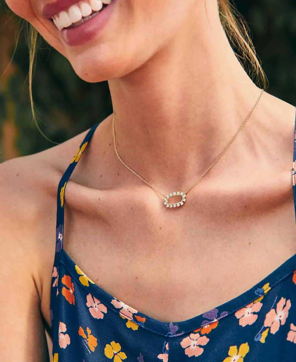 Elisa Open Frame Crystal Pendant Necklace