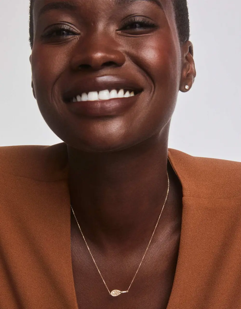 Diamond Accent Tennis Racket Necklace