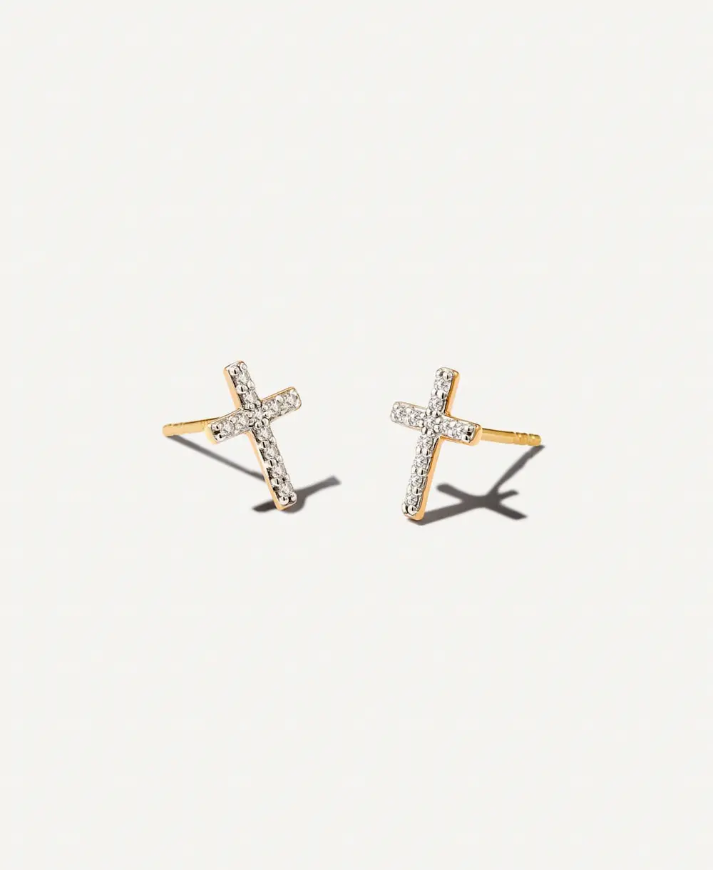 Cross Medium Stud Earrings