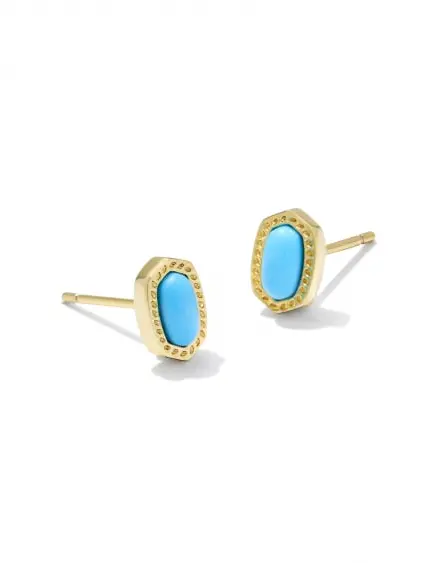 Mini Ellie Gold Stud Earrings in Turquoise Magnesite