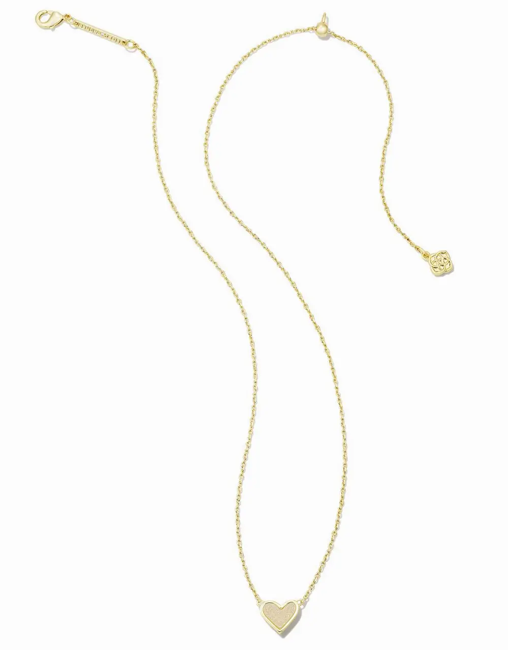 Framed Ari Heart Gold Short Pendant Necklace in Iridescent Drusy