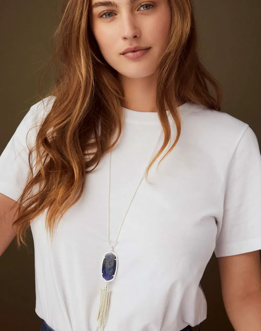 Rayne Long Pendant Necklace in Silver