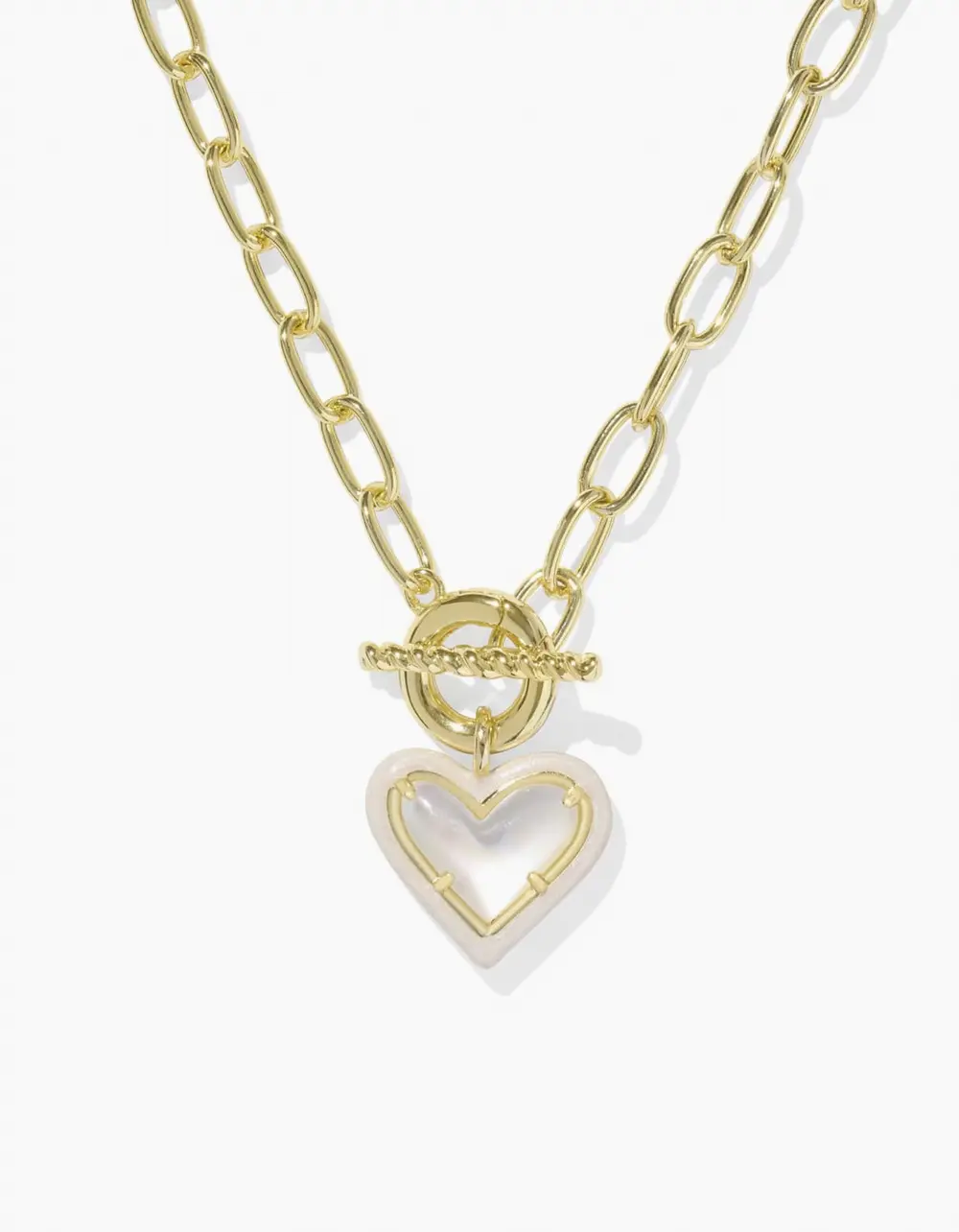 Ari Heart Enamel Frame Link and Chain Necklace