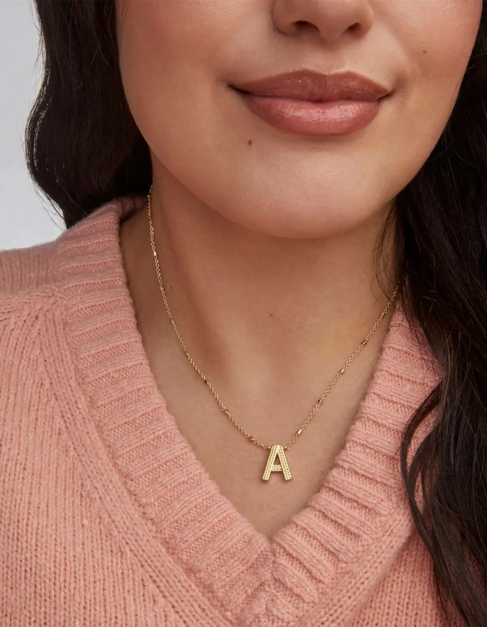 Letter A-Z Pendant Necklace in Gold