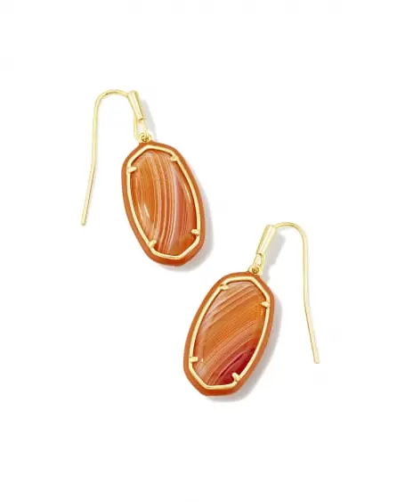 Dani Enamel Framed Drop Earrings in Gold