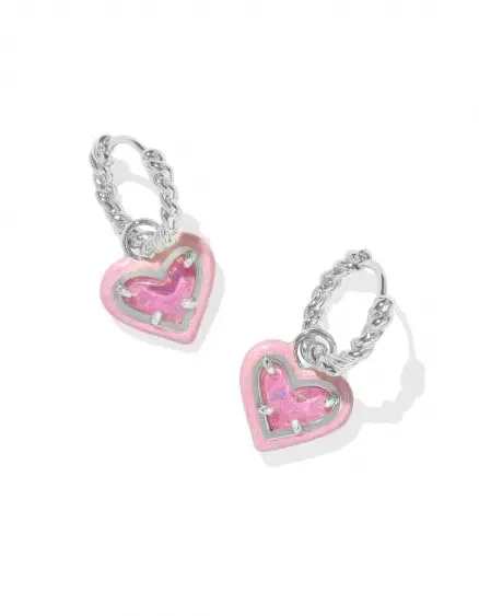 Ari Heart Enamel Frame Huggie Earrings