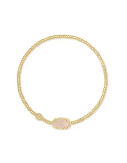 Grayson Gold Stretch Bracelet in Rose Quartz