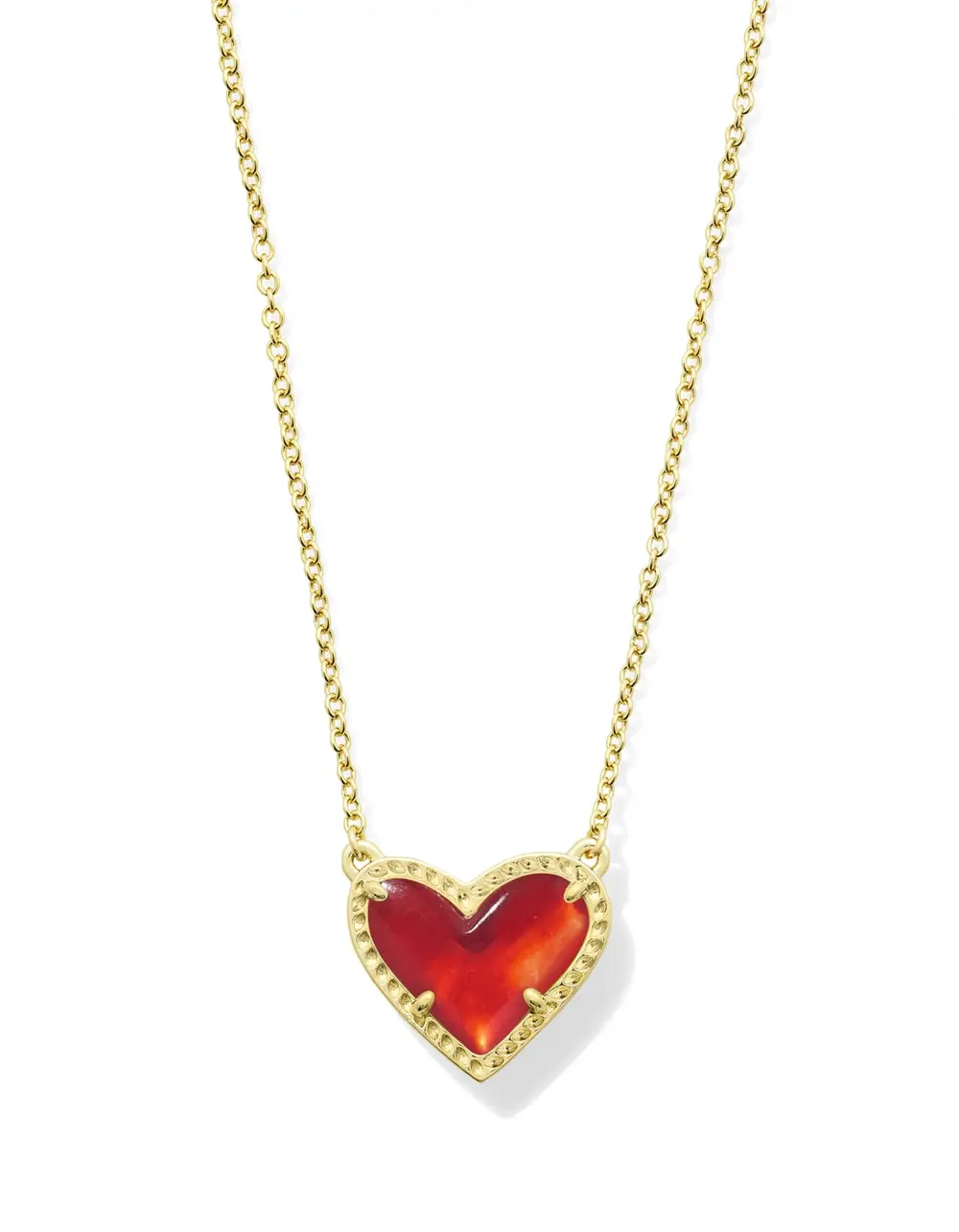 Ari Heart Gold Pendant Necklace in Red Illusion