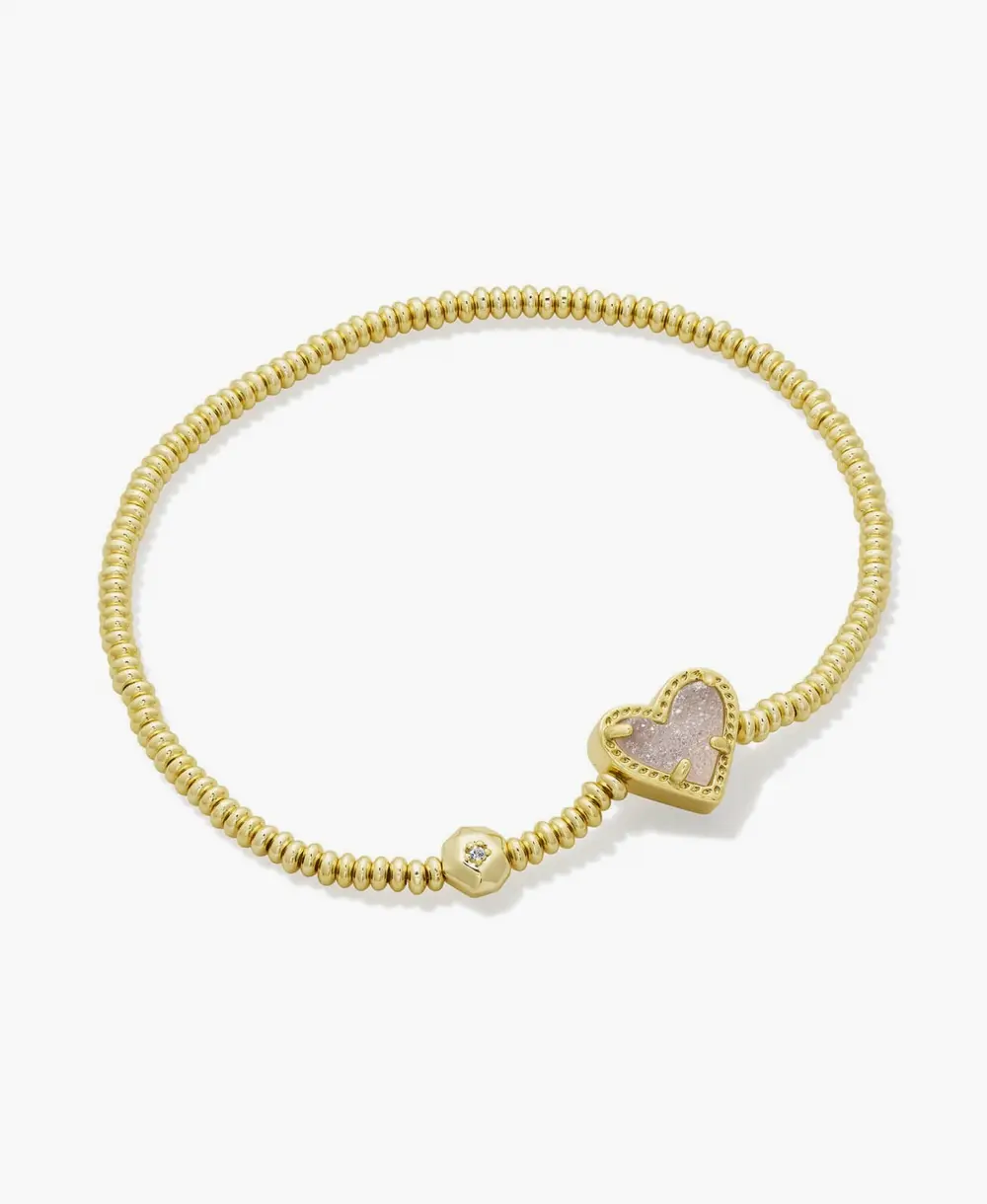 Ari Heart Gold Stretch Bracelet in Iridescent Drusy