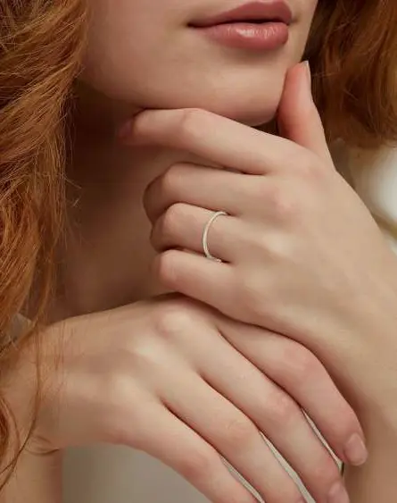 Angelina 14k Gold Band Ring in White Diamond