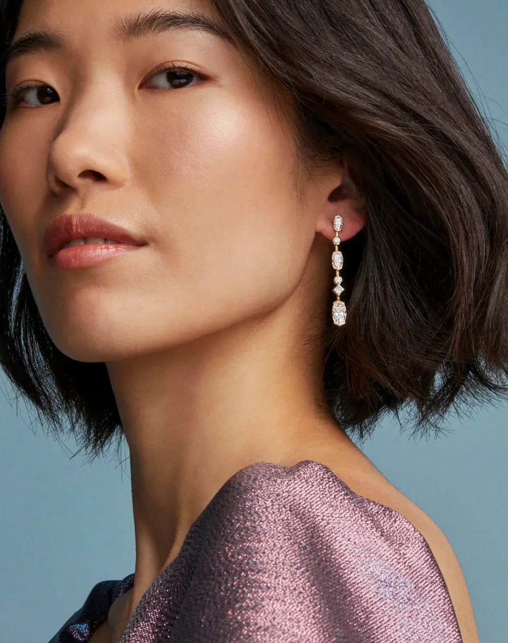 Lab Grown Diamond Custom Elisa Linear Earrings