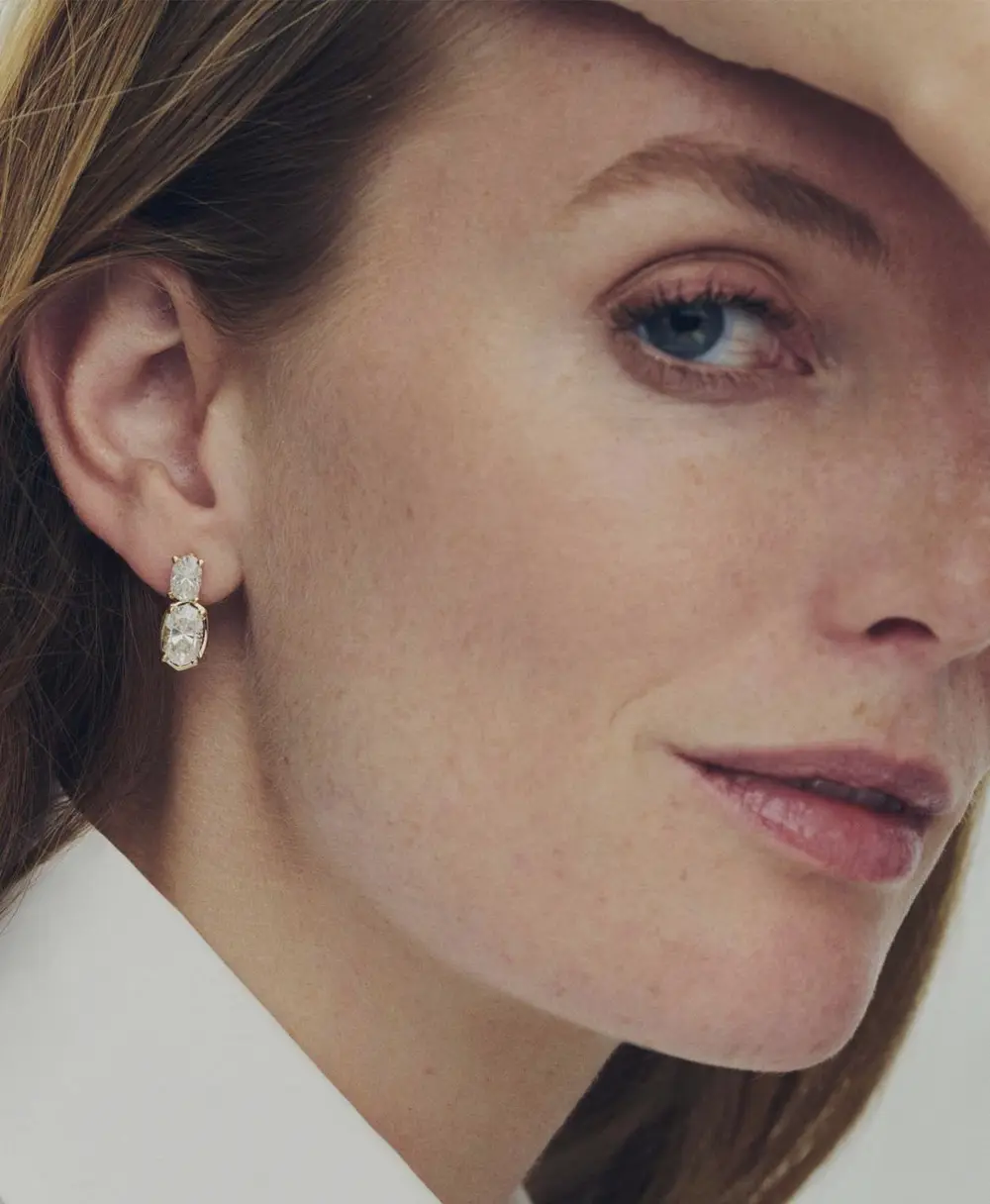 Lab Grown White Diamond Custom Elisa Drop Earrings