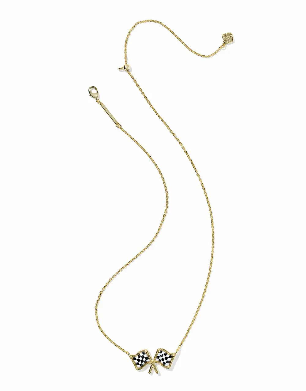 Checkered Flag Short Pendant Necklace