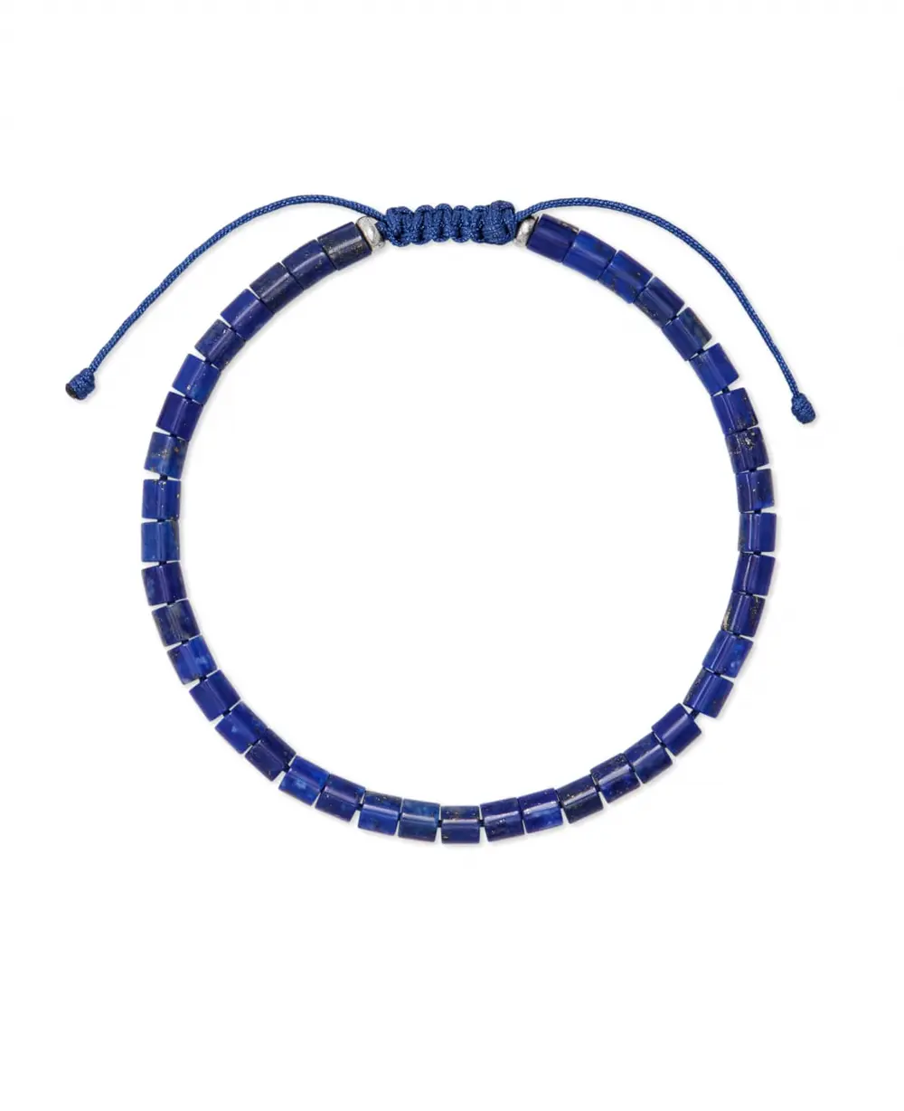 Grey Oxidized Sterling Silver Bracelet in Blue Lapis