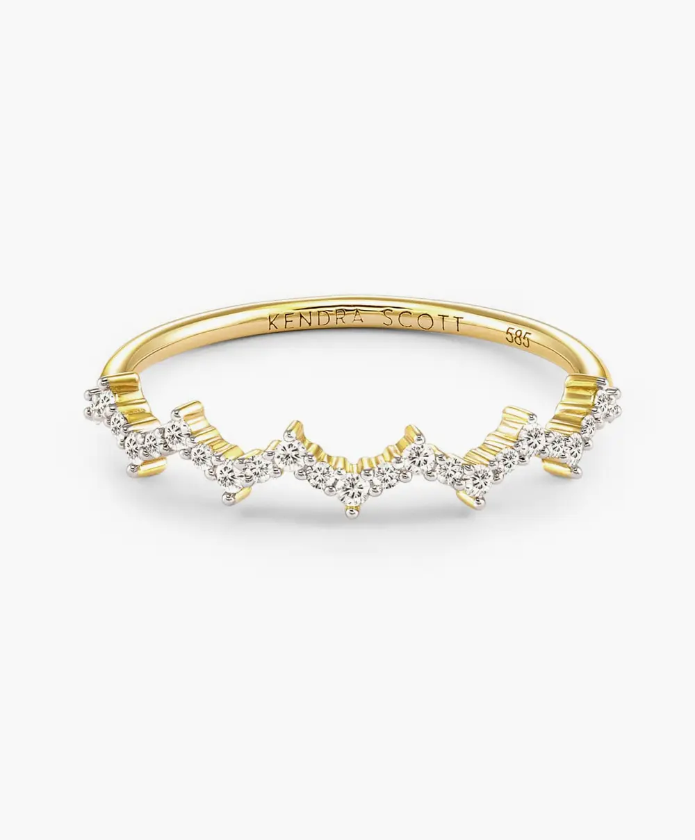 Finley 14k Yellow Gold Band Ring in White Diamond