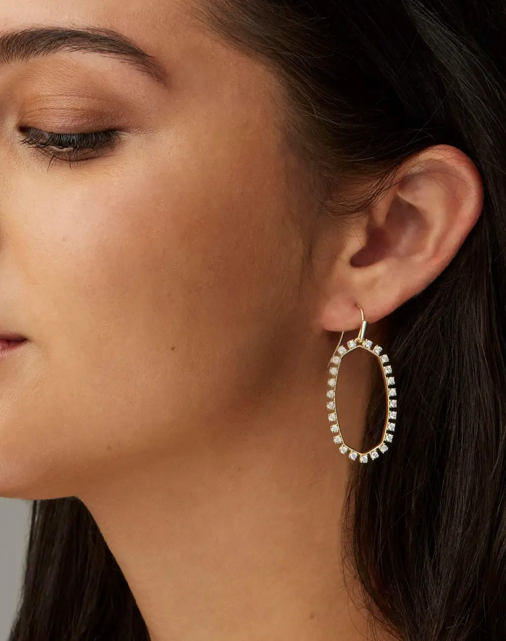 Elle Open Frame Crystal Drop Earrings