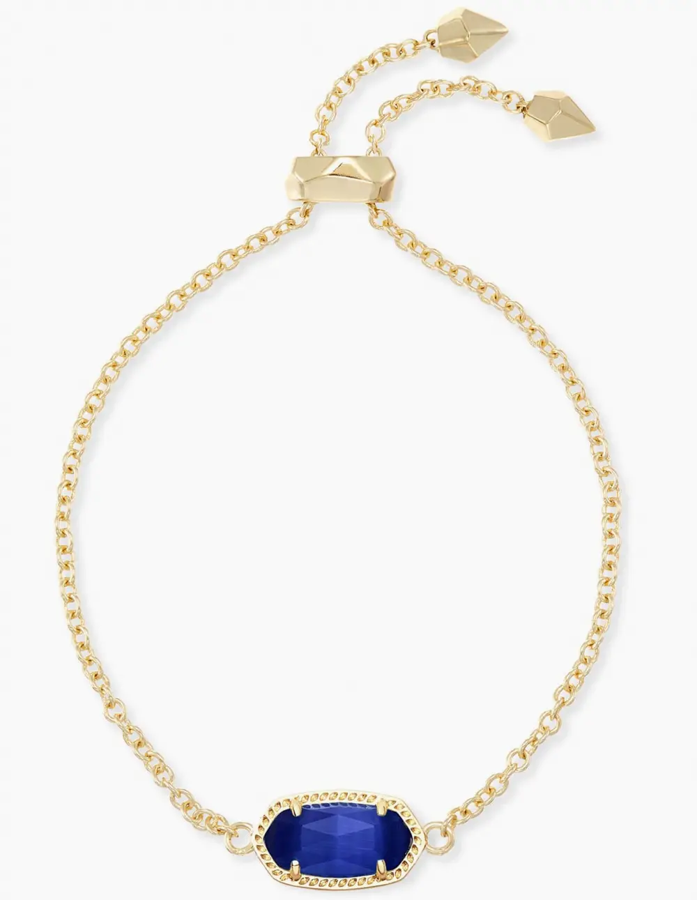 Elaina Gold Adjustable Chain Bracelet in Cobalt Cat’s Eye