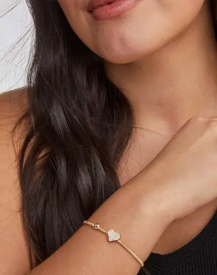 Ari Heart Gold Stretch Bracelet in Iridescent Drusy
