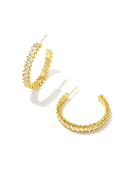 Juliette Hoop Earrings in White Crystal