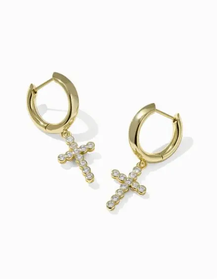Cross Crystal Huggie Earrings